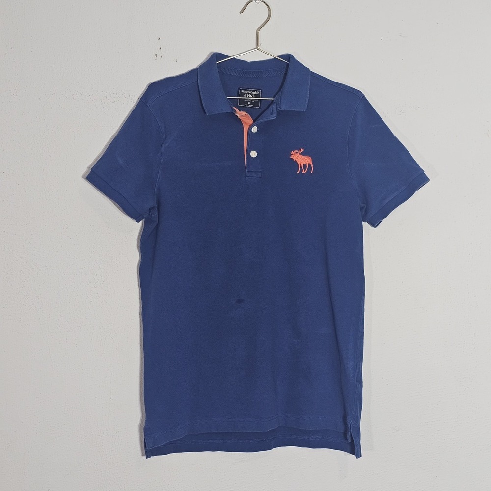 Abercrombie & Fitch Mens Polo Shirt Blue Medium Short Sleeve Embroidered logo